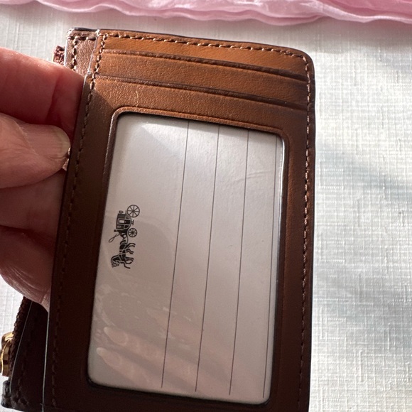 Coach Brown Monogram Card Case with Keyring - Picture 4 of 4